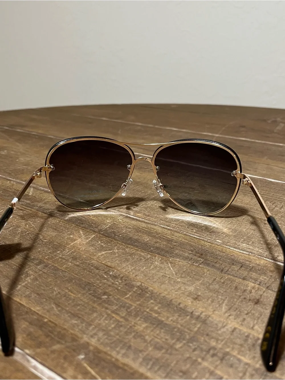 Tahari Gold Frame Black Gradient Aviator Sunglasses for Women